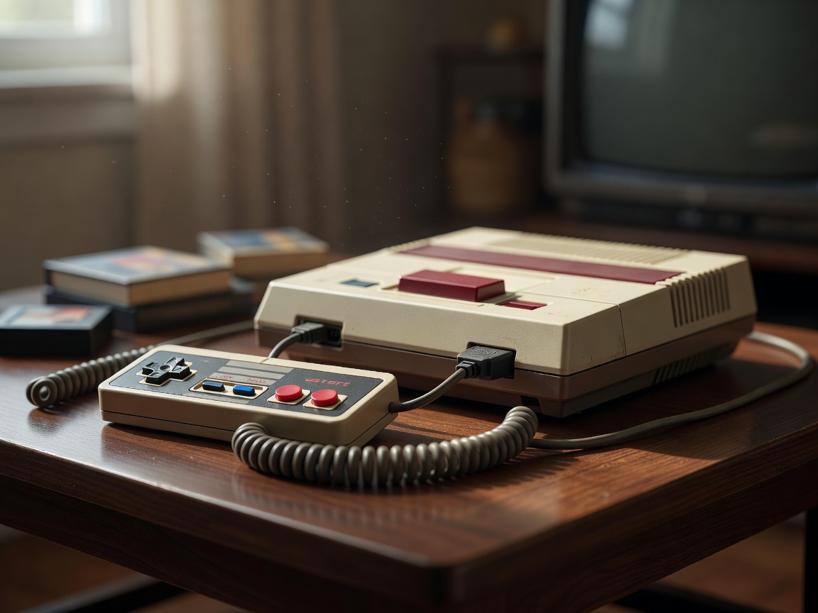 Retropelikonsolin ohjain ja pelikasetit