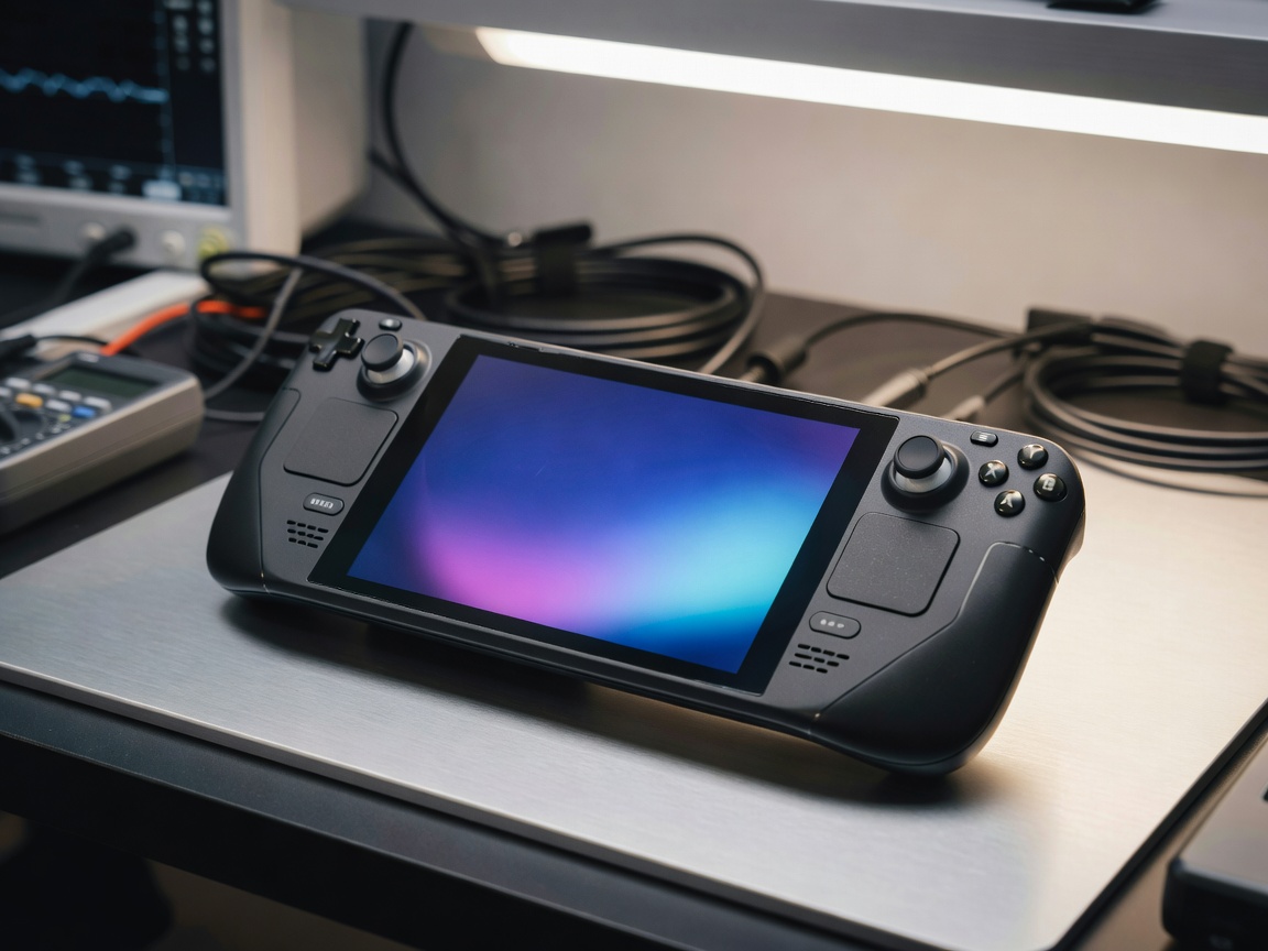 Valve Steam Deck OLED käsikonsoli testipöydällä